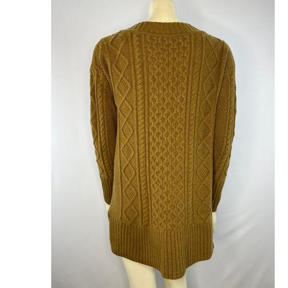 J. Crew Patchwork Cable Knit Wool Sweater Heather Teak Brown size small - Picture 9 of 12